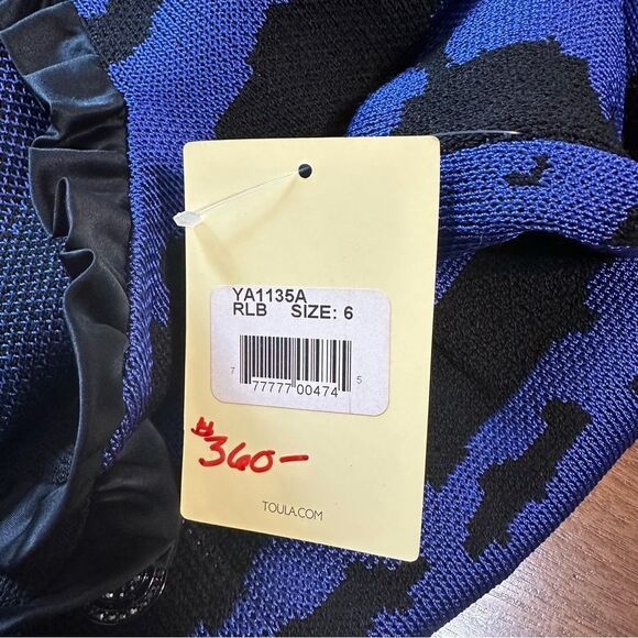 Toula Blue and Black Knit Jacket with Ruffles Sz 6 NWT - Picture 13 of 14